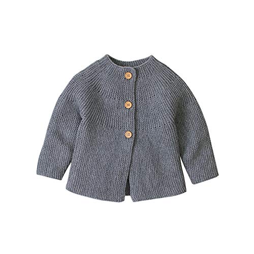 Bebé Tejer Cardigan Mangas largas botón para Arriba Abrigos Top Chicas Chicos Punto suéter Rosa 0-18 Meses (Gris, 6-12 Meses)