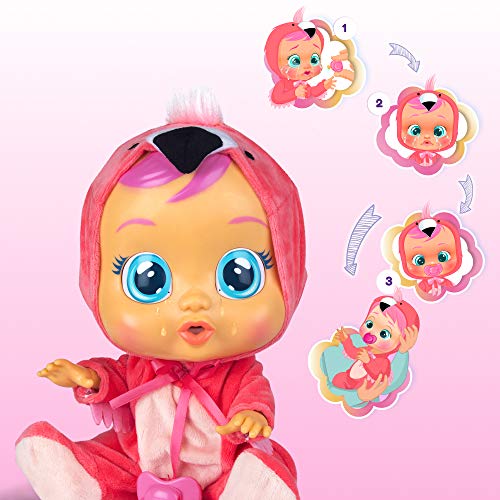 Bebés Llorones Fancy - Muñeca interactiva que llora de verdad con chupete y pijama de Flamenco