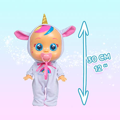 Bebés Llorones Fantasy Dreamy Unicornio - Muñeca interactiva que llora de verdad con chupete y pijama brillante de Unicornio
