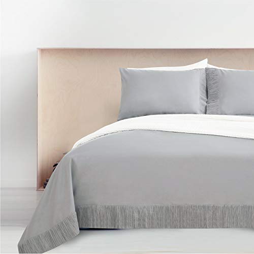 Bedsure Juego de Sábanas 150x200/190 cm 4 Piezas - Sábana Bajera Ajustable Cama 150 con Encimera 240x275cm 2 Fundas de Almohada 50x80cm - Gris Claro