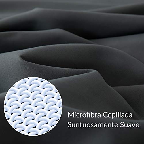 Bedsure Juego de Sábanas 150x200/190 cm 4 Piezas - Sábana Bajera Ajustable Lavable Cama 150 con Encimera 240x275cm 2 Fundas de Almohada 50x80 cm - Gris Oscuro