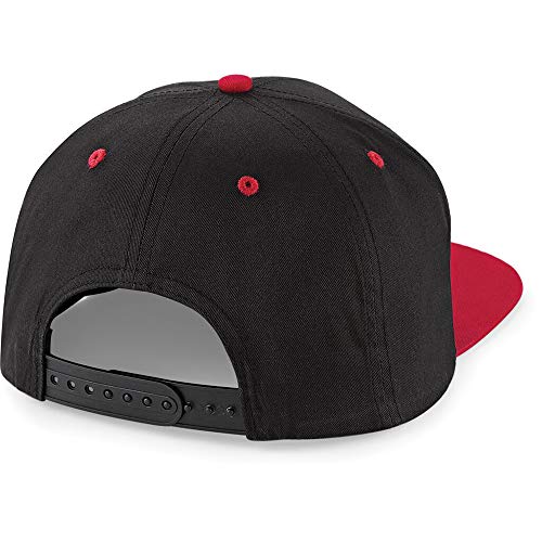 Beechfield - Gorra/Visera 2 Colores 5 Paneles Modelo Snapback Unisex Hombre/Mujer (Talla Única) (Negro/Naranja)
