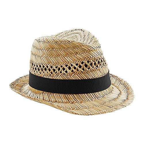 Beechfield - Sombrero de Paja Modelo Trilby Summer Unisex Hombre Mujer - Fiesta/Ibiza (S/M) (Carne)