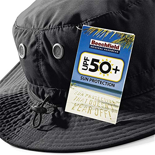 Beechfield Sombrero de safari/Excursionista Modelo Summer Cargo (Protección Factor 50+) - Verano calor (Talla Única/Negro)