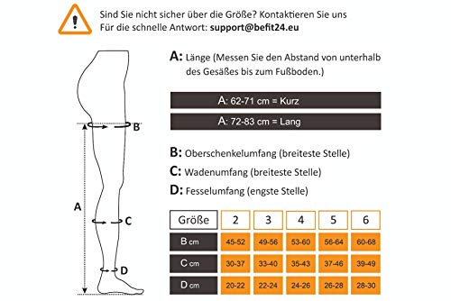 ®BeFit24 Panty de Compresión (23-32 mmHg, 120 Denieres, Clase 2) para Mujer - Pantimedias Compresion para Varices, Embarazo y Circulación - Medias Compresivas [ Size 2 - Short: A - Beige ]