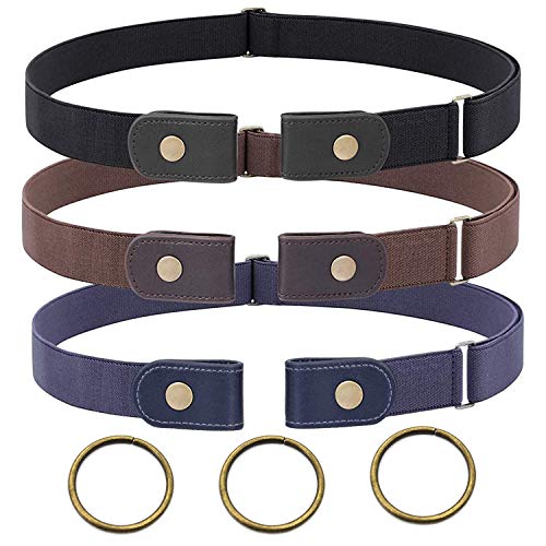 BEIFON 3Pcs Cinturón Elástico sin Hebilla Mujer Hombre Cinturón sin Hebilla Mujer Invisible Cinturón Elástico Mujer Cinturón Elástico Invisible Mujer Hombre Ajustable para Pantalones Vaqueros