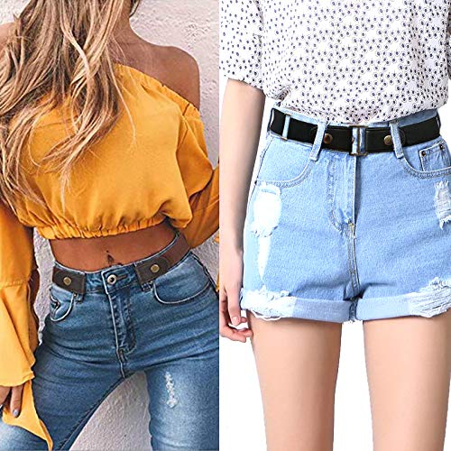 BEIFON 3Pcs Cinturón Elástico sin Hebilla Mujer Hombre Cinturón sin Hebilla Mujer Invisible Cinturón Elástico Mujer Cinturón Elástico Invisible Mujer Hombre Ajustable para Pantalones Vaqueros