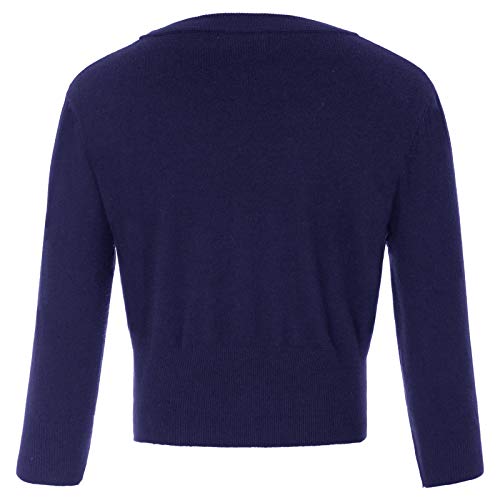 Belle Poque Años 50 Mujer Cuello en V Botón de Contraste Prendas de Punto Abrigo de Punto Cárdigan Azul Marino (928-3) XX-Large