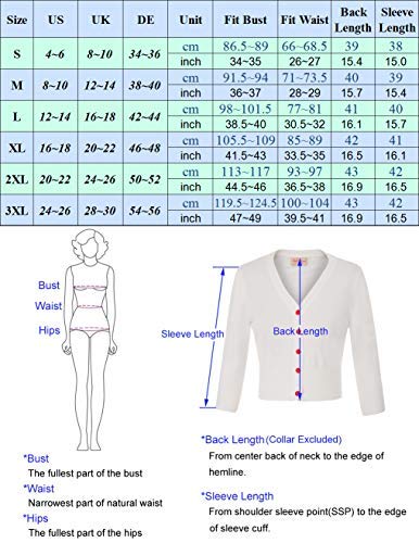 Belle Poque Años 50 Mujer Cuello en V Botón de Contraste Prendas de Punto Abrigo de Punto Cárdigan Azul Marino (928-3) XX-Large