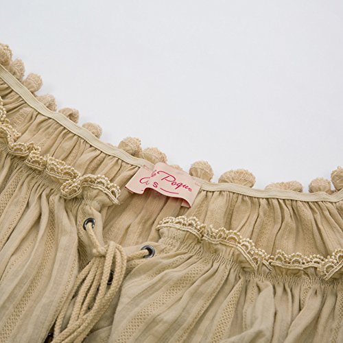 Belle Poque Blusa Steampunk de Manga Combinado Piel Sintético para Mujer XL Caqui