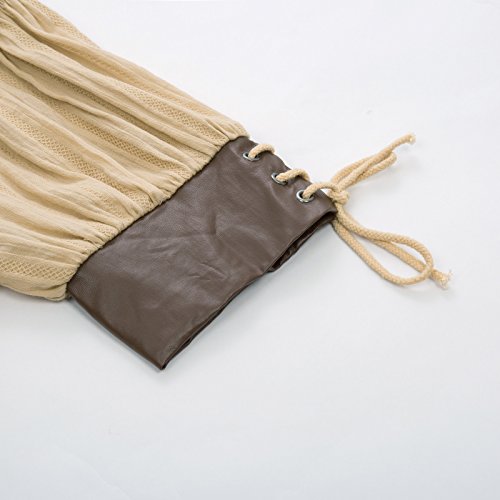 Belle Poque Blusa Steampunk de Manga Combinado Piel Sintético para Mujer XL Caqui