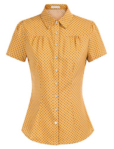 Belle Poque Camisa Amarillo Blusas para Mujer Blusas Vintage Mujer Años 50 BP0870-12 XL