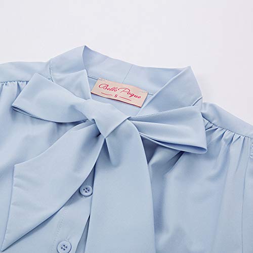 Belle Poque Camisa Azul Blusas para Mujer Blusas Vintage Mujer Años 50 BP0819-3 XL