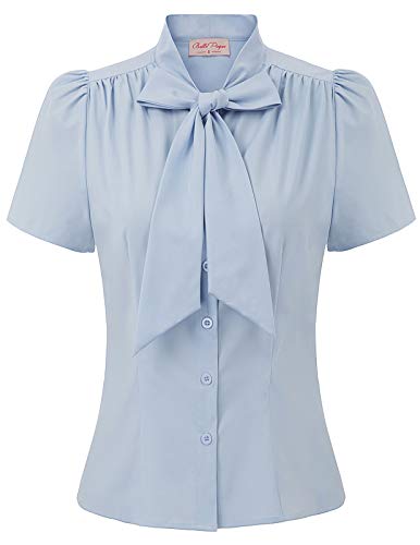 Belle Poque Camisa Azul Blusas para Mujer Blusas Vintage Mujer Años 50 BP0819-3 XL