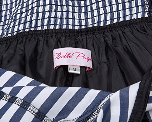 Belle Poque Falda De Volantes Rayas Azul Negro Crueda Pliegues Lazo A Espalda Victoriano M