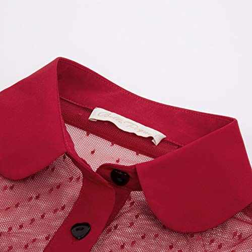 Belle Poque GF574 - Blusa para Mujer, Estilo Vintage y Retro, Manga Corta con c韗culos, retales Rouge (Bp574-3) XL