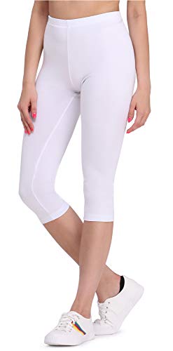 Bellivalini Leggins 3/4 Piratas Mallas Deportivas Capri en Viscosa Mujer BLV50-148 (Blanco, L)