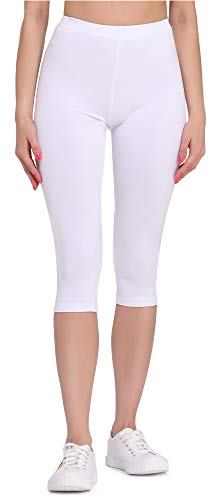 Bellivalini Leggins 3/4 Piratas Mallas Deportivas Capri en Viscosa Mujer BLV50-148 (Blanco, L)