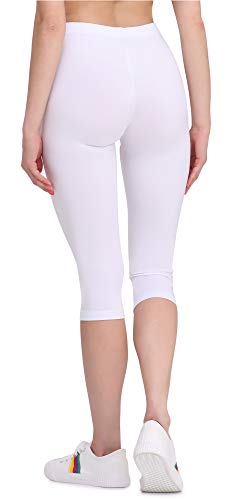 Bellivalini Leggins 3/4 Piratas Mallas Deportivas Capri en Viscosa Mujer BLV50-148 (Blanco, L)