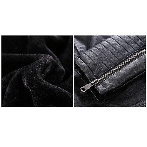 Bellivera Chaqueta Corta de Piel Sintética para Mujeres, Chaqueta de Moto con Cuello Desmontable de Piel Sintética