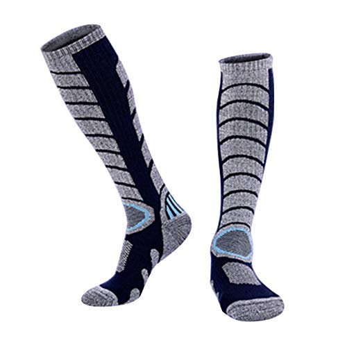 BenBoy Calcetines Térmicos de Esquí para Hombre Mujer Cálidos Altos Invierno Calcetines de Nieve Snowboard Senderismo,WZ3327-Darkblue-XL