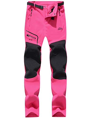 BenBoy Pantalones de Nieve Montaña Mujer Impermeables Invierno Calentar Pantalones Trekking Escalada Senderismo Esquiar Softshell,KZ1672W-Pink2-S