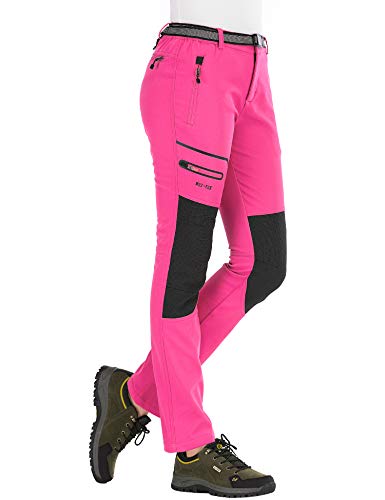 BenBoy Pantalones de Nieve Montaña Mujer Impermeables Invierno Calentar Pantalones Trekking Escalada Senderismo Esquiar Softshell,KZ1672W-Pink2-S
