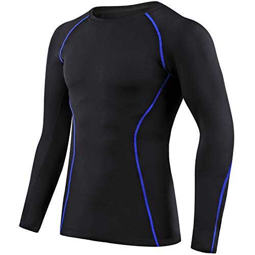 BenBoy Ropa Interior Térmica Hombre Invierno Otoño Conjuntos Térmicos para Esquí Fitness Montaña Corres Ciclismo (2XL, Negro Azul)