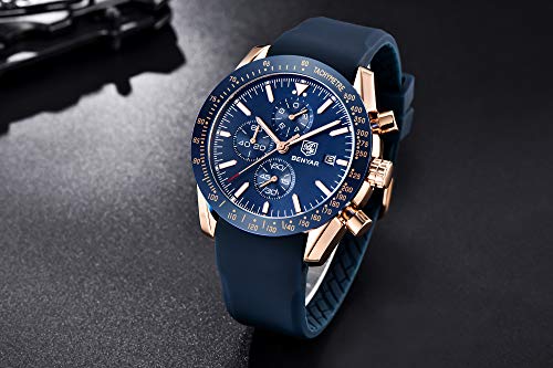 BENYAR Cuarzo cronógrafo Impermeable Relojes Business Casual Deporte Reloj de Pulsera