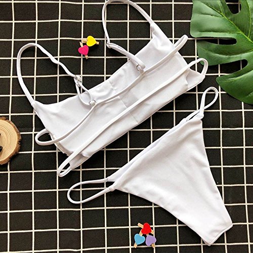 Berimaterry Conjunto de Bikinis de Bikini de Tres Puntos en Bikini de V Profundo con una Pieza Bikini Mujer 2019, Mujer Push-Up Bikini Acolchado Bra Traje de baño Tops y Braguitas Borla