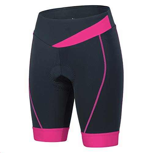 BEROY Pantalones de ciclismo para mujer, acolchados, de secado rápido, pantalones cortos transpirables, pantalones de ciclismo para mujer con almohadilla de gel 3D A02/rojo M