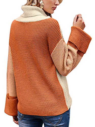 BerryGo Jersey de punto casual de manga larga con cuello alto para mujer - naranja - 36-38