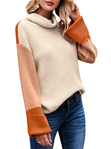 BerryGo Jersey de punto casual de manga larga con cuello alto para mujer - naranja - 36-38