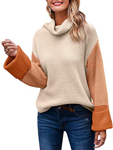BerryGo Jersey de punto casual de manga larga con cuello alto para mujer - naranja - 36-38