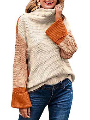 BerryGo Jersey de punto casual de manga larga con cuello alto para mujer - naranja - 36-38