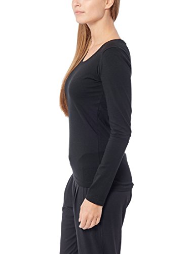 Berydale Camiseta de manga larga de mujer con cuello redondo, pack de 3, Negro/Blanco/Gris, S