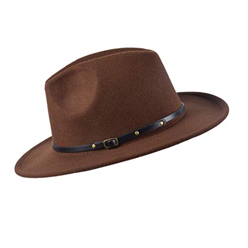 besbomig Sombrero Fedora Sombreros de Sombrerera de Jazz para Hombres Mujer - Sombrero de ala Ancha Fieltro de Lana
