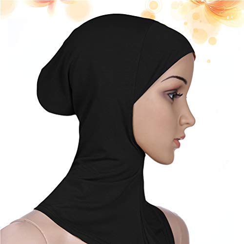 BESTOYARD Mujeres Ajustable musulmán Hijab Cuello Cubierta Bufanda Bonete Interior Hijab Tapa Cubierta Completa Hueso Dama islámica Musulmana Sombreros (35x24cm, Negro)