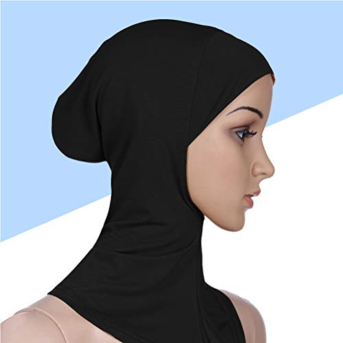 BESTOYARD Mujeres Ajustable musulmán Hijab Cuello Cubierta Bufanda Bonete Interior Hijab Tapa Cubierta Completa Hueso Dama islámica Musulmana Sombreros (35x24cm, Negro)