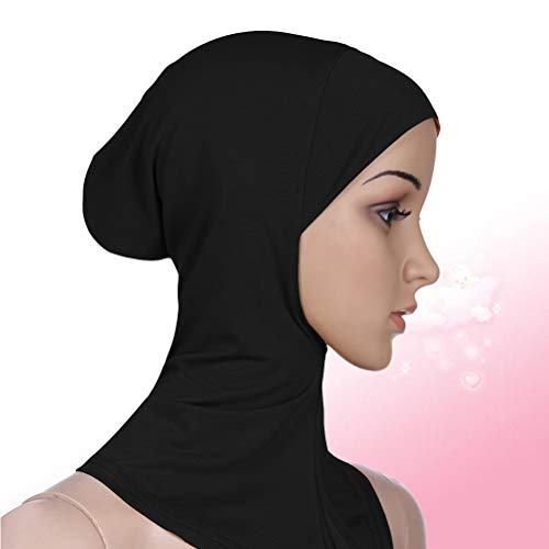 BESTOYARD Mujeres Ajustable musulmán Hijab Cuello Cubierta Bufanda Bonete Interior Hijab Tapa Cubierta Completa Hueso Dama islámica Musulmana Sombreros (35x24cm, Negro)
