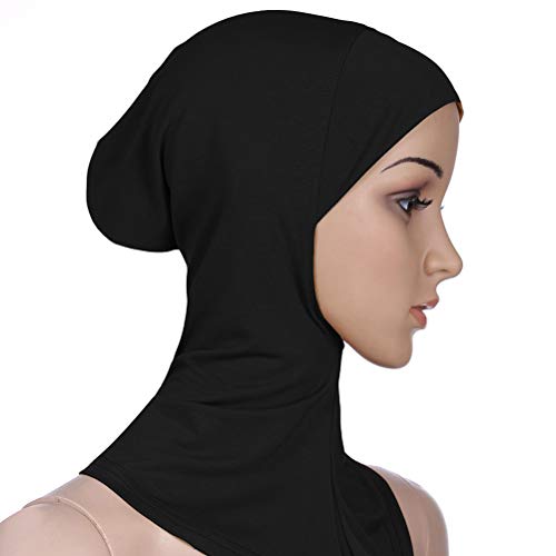 BESTOYARD Mujeres Ajustable musulmán Hijab Cuello Cubierta Bufanda Bonete Interior Hijab Tapa Cubierta Completa Hueso Dama islámica Musulmana Sombreros (35x24cm, Negro)