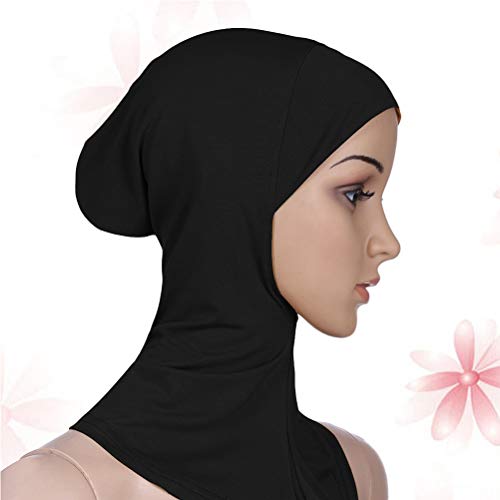 BESTOYARD Mujeres Ajustable musulmán Hijab Cuello Cubierta Bufanda Bonete Interior Hijab Tapa Cubierta Completa Hueso Dama islámica Musulmana Sombreros (35x24cm, Negro)