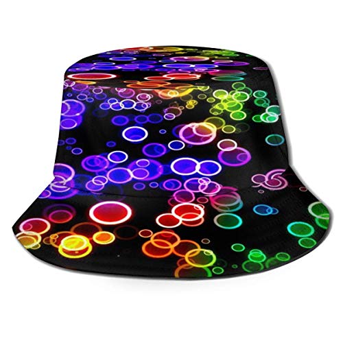 Beyond Loser Sombrero de Pescador Círculo de Color Arco Iris Negro Algodón Plegable Bucket Hat para Excursionismo Cámping De Viaje Pescar