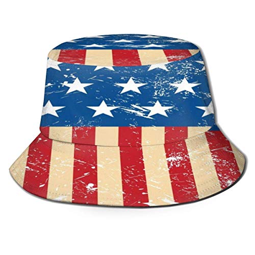 Beyond Loser Sombrero de Pescador Estados Unidos Retro Bandera Vintage Algodón Plegable Bucket Hat para Excursionismo Cámping De Viaje Pescar