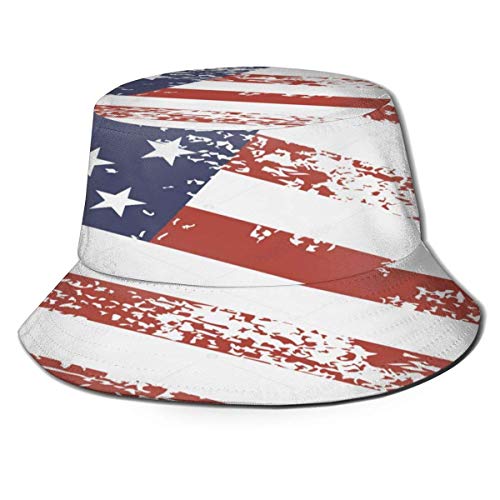 Beyond Loser Sombrero de Pescador Fondo de decoloración Vintage de Bandera de América Algodón Plegable Bucket Hat para Excursionismo Cámping De Viaje Pescar
