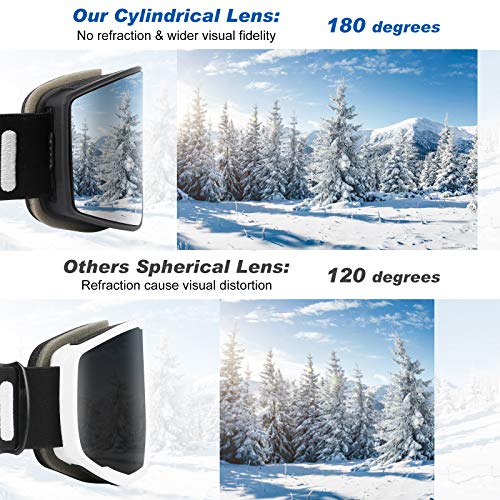 Bfull Gafas de Esquí, Antivaho y Protección UV400 Gafas de Nieve OTG con Botón de Bloqueo, Resistentes a los Impactos y Compatibles con Casco, Gafas de Snowboard para Hombres, Mujeres y Jóvenes