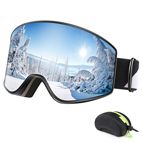Bfull Gafas de Esquí, Antivaho y Protección UV400 Gafas de Nieve OTG con Botón de Bloqueo, Resistentes a los Impactos y Compatibles con Casco, Gafas de Snowboard para Hombres, Mujeres y Jóvenes