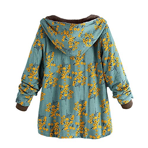 BHYDRY Womens Winter Warm Outwear con Estampado Floral Bolsillos con Capucha Abrigos de Gran tamaño de la Vendimia