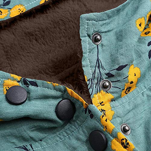 BHYDRY Womens Winter Warm Outwear con Estampado Floral Bolsillos con Capucha Abrigos de Gran tamaño de la Vendimia