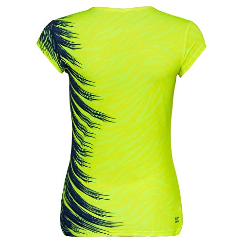 BIDI BADU Damen T-Shirt-Bella 2.0 Tech V-Neck tee-Neon Yellow/Dark Blue, GRÖßE:M Camiseta, Mujer, Amarillo/Azul, Medium